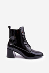 Heeled Boots with Lacquer Black Basciano