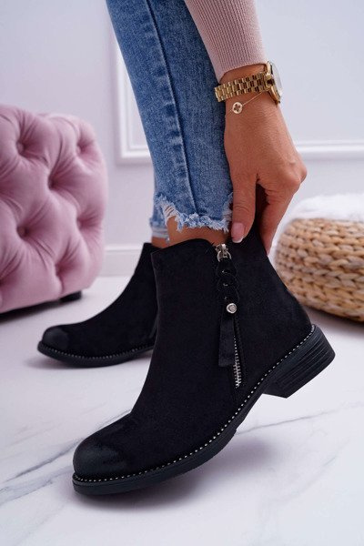 Women's Boots Flat Heel Black Barski 98-20