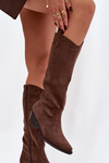 Women's Cowboy Boots With Heel Made Of Eco Suede Brown Esmira