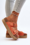 Women's Platform Sandals with Buckles Orange Lolpey