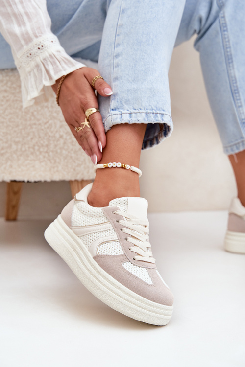 Women's Platform Sneakers Beige Lesida