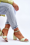 Low Heel Leather Sandals Light Green Whitney