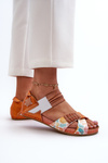 Leather Sandals with Elastic Maciejka 03375-26 Orange