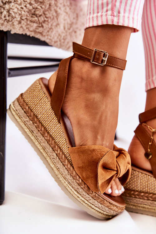 Sandals Suede Wedge Camel Natina