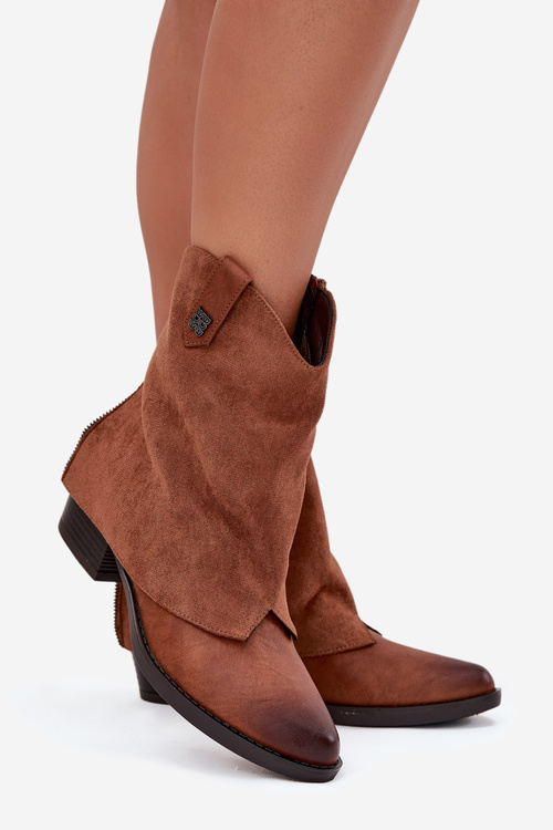 Insulated Cowboy Boots With Heel Camel Sylvette