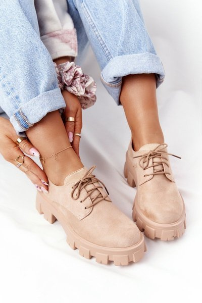 Women's Suede Oxfords Brogues On Platform Nude Imogen