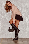 Women's Over-the-Knee Boots with Sheepskin Type Fleece Black Bellama