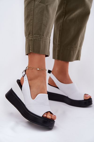 Leather Women's Wedge Sandals Artiker 52C0483 White