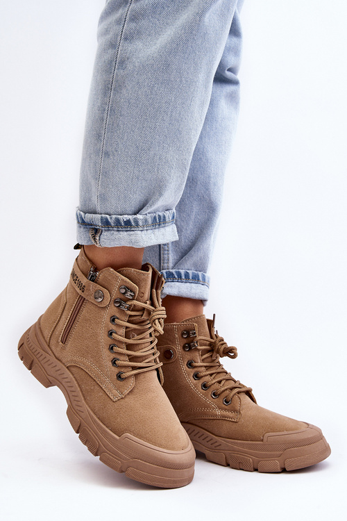 Women's Fleece-Lined Suede Trapper Boots Beige Jailina
