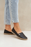 Espadryle Damskie Eleganckie Skóra Naturalna Czarne Zazoo 10177