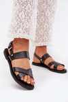 Flat Ladies Sandals Made Of Eco Leather Black Kalira