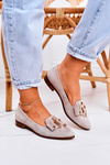 Women's Suede Moccasins Ballerinas Beige Mary-Jane