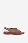 Elegant Women's Sandals with Eco Suede Decoration S.Barski KV27-058 Brown