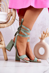 Suede Sandals On A Bar Green Sharlene