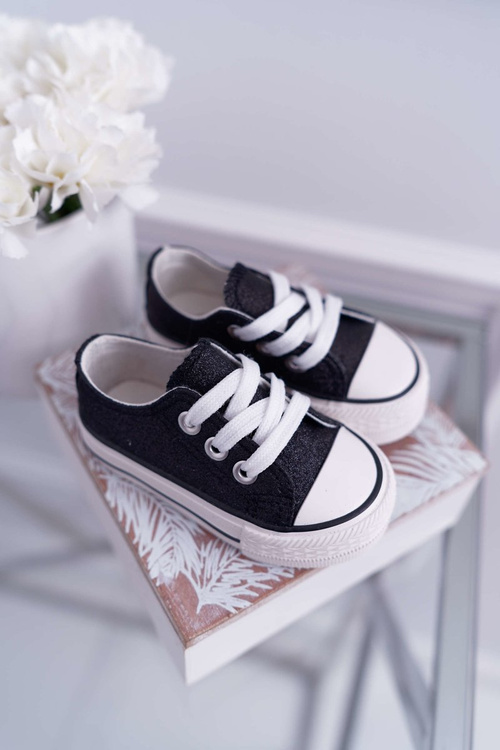 Kids' Glitter Sneakers Black Misty