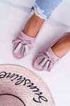 Women's Leather Suede Moccasins With Tassels Pink Batist