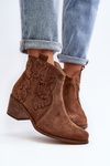 Zazoo 3426 Women's Suede Cowboy Boots Brown