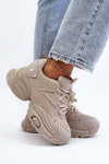 Sneakersy Damskie Masywna Platforma Beżowe GOE NN2N4046