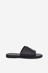 Women's Eco Leather Slippers On Flat Heel Black Kalimira