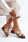 Zazoo 40236 Leather Women's Low Heel Sandals Beige