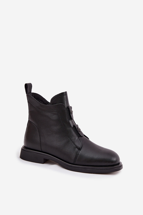 Leather Insulated Women's Ankle Boots D&A MK52-026 Black