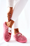 Christmas slippers Santa Claus and Reindeer Pink