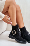 Zazoo 2951 Suede Ankle Boots With Decorative Buckle Black