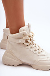 Women's Suede Sport Shoes with Chain Beige Tymagio