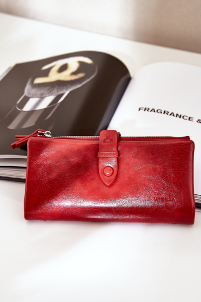 Damski Eko Skórzany Portfel Czerwony Irinda