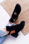 Lu Boo Black Suede Rock Girl Cutout Booties