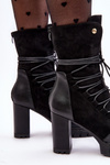 Women's Heeled Boots with Lacing Black Artie