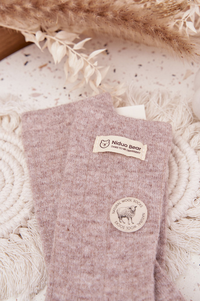 Damskie Skarpetki Wełniane Ciepłe Z Naszywką Szare