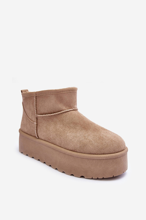 Suede Snow Boots On Platform Beige Corcoran