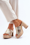 Women's High Heel Slide Sandals in Gold Siobhan