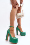 Green Patent Leather Pumps on Chunky Platform and Heel Ninames