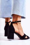Classic Women's Sandals On A Heel Black Ester