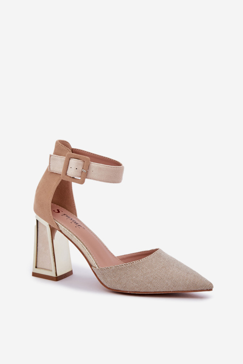 Heeled Sandals With Pointed Toes Beige Gekkaria