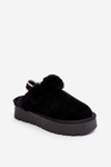 Leather Suede Slippers Women On Platform With Fur Black Sophienne