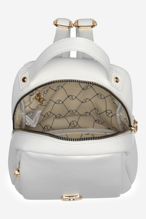 Women's Small Backpack Made of Eco Leather NOBO BAGP230-K000 White