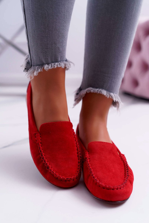 Sergio Leone Women's Suede Red Winted Moccasins