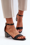 Women's sandals in eco leather on embellished heel black Wiatalia