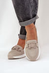 Women's Leather Moccasins on Platform S.Barski LR51-556 Beige