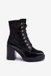 Heeled Lace-Up Boots Black Lathia