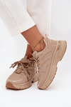 Women's Sports Sneakers With Double Lacing Beige Annelie