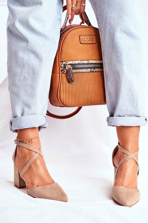 Czółenka Damskie Na Słupku W Szpic Beżowe Traffic