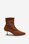 Women's Stiletto Boots Eco Suede With Pointed Toes Camel Irithare