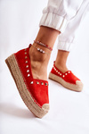 Espadryle Damskie Ćwieki Czerwone Laross