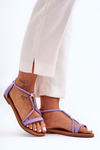 Women's Flat Sandals With Zip Purple Jullie