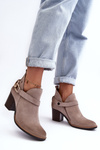 Women's Suede Boots on Heel Maciejka 06247-04 Beige