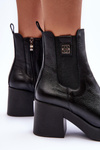 Leather Women's Boots On Heel Black Kodra